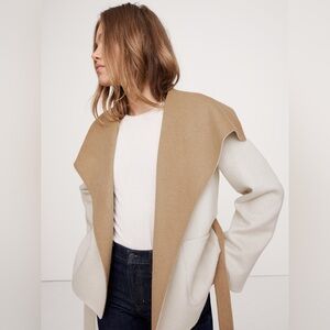 NWT BANANA REPUBLIC DOUBLE-FACED SHORT‎ WRAP COAT IN TRANSITION CREAM WHITE